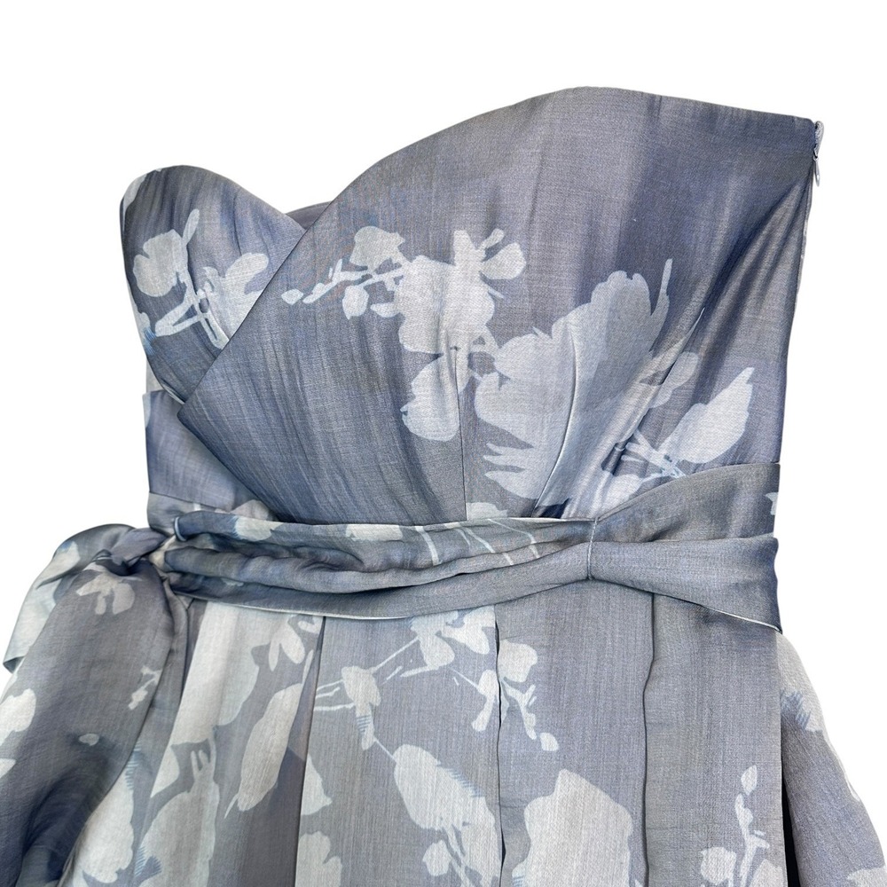 Donna Karan New York Formal Gown Strapless Organza 14 Tencel Floral‎ Blue NWOT - Picture 5 of 16